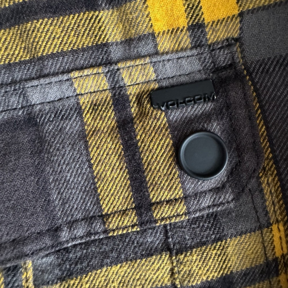 Volcom Insulated Riding Snow Flannel Shirt Jacket, Mens Medium Yellow Black - Picture 7 of 12